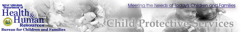 Child Protective Services Banner: The image is in black and white and is a blend of the following ; A young boy setting on a porch with his dog, A saddened young girl sitting by a tree holding a teddy bear, Two siblings sitting with their backs turned and heads down, and two young boys with worried smiles with their arms around each other.