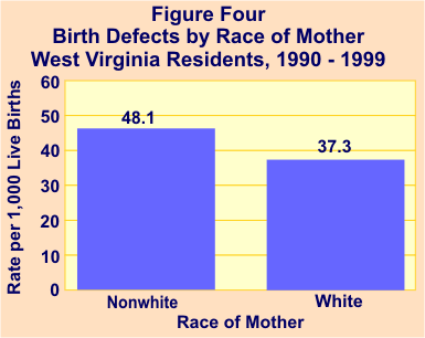 Graph of birth defects by race of mother.