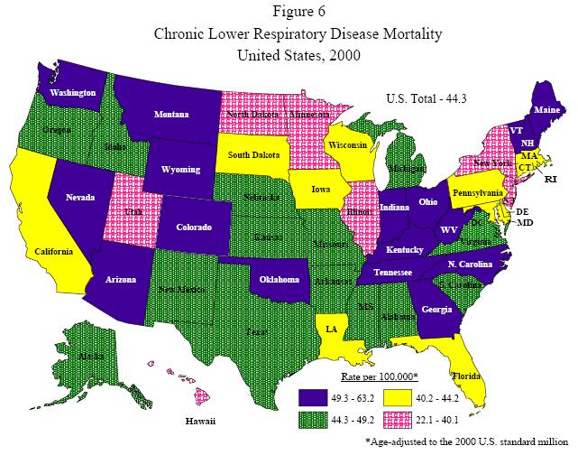 Figure 6-Chronic Lower Respiratory Disease Mortality-United States, 2000