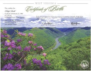 Majestic Mountains Heirloom Birth Certificate Picture